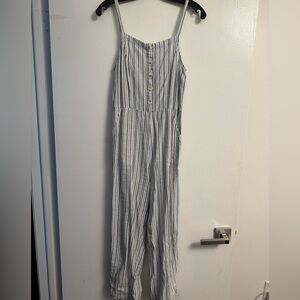 Old Navy blue and white striped jumpsuit, size small